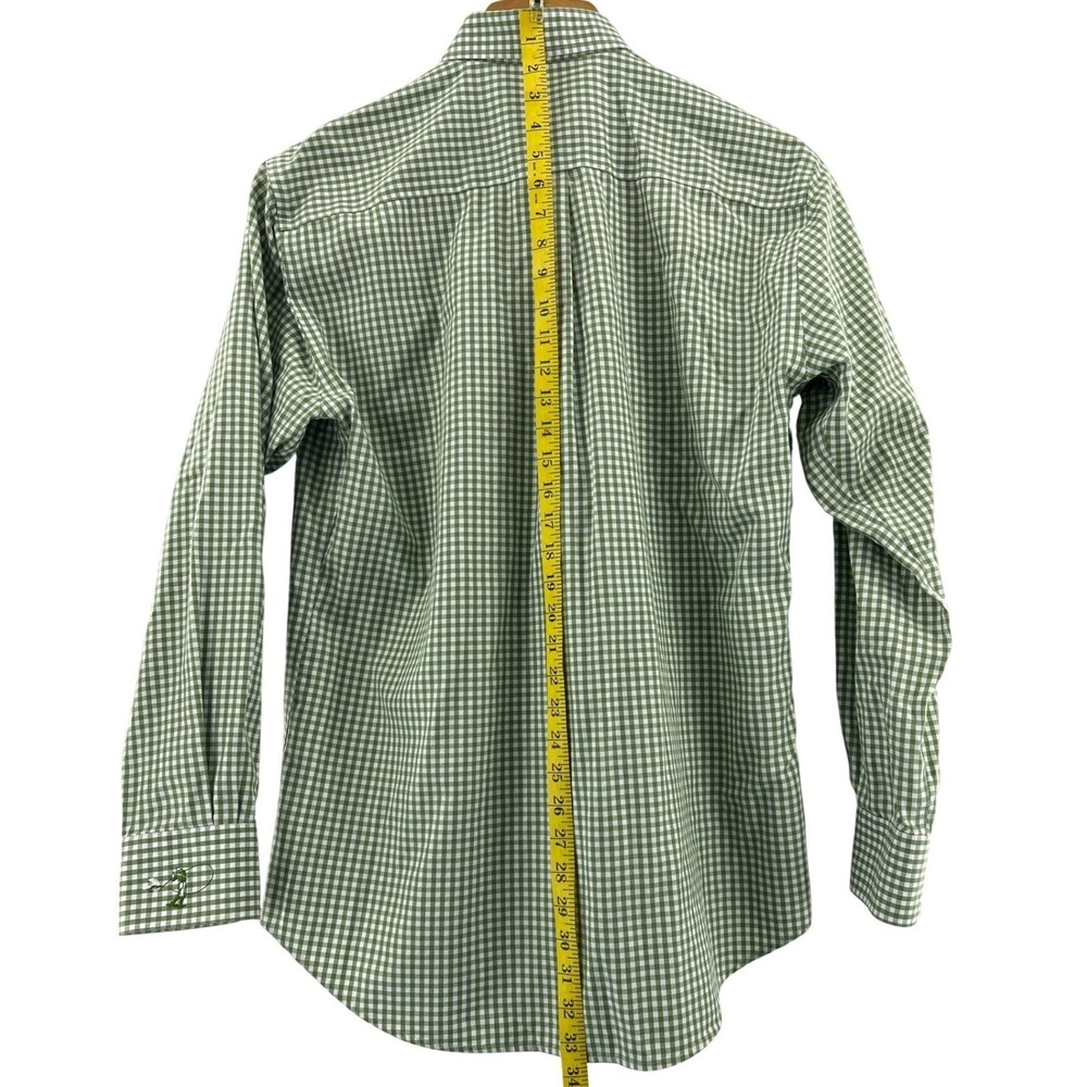 Peter Millar Mens Green Gingham Nanoluxe Easy Care Button Down Shirt Large L - Picture 3 of 6